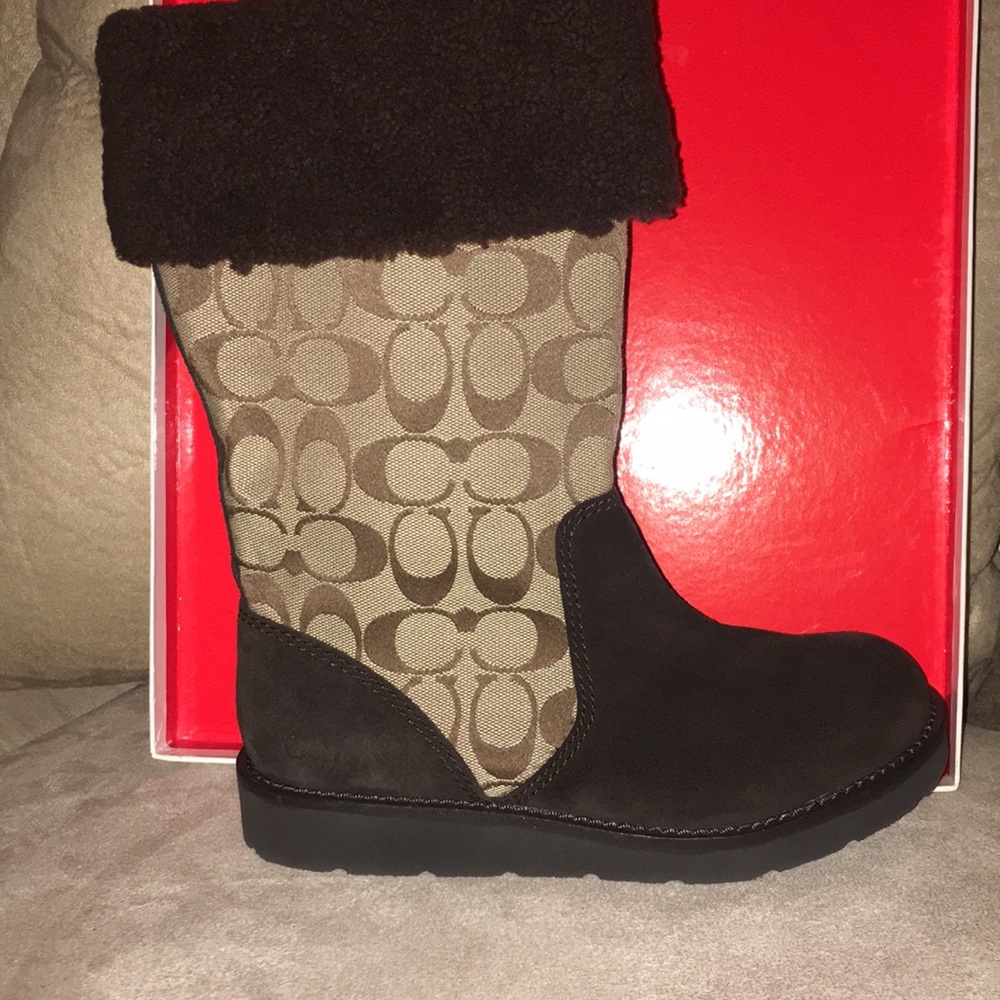 NEW COACH Kally boot logo CC sz 6 khaki/chocolate/ - Picture 12 of 15